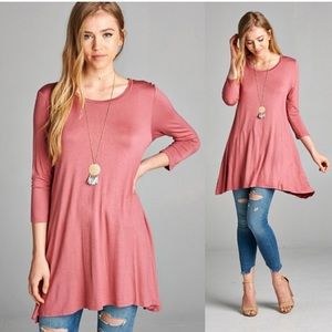 Mauve/ Pink 3/4 Sleeve tunic.